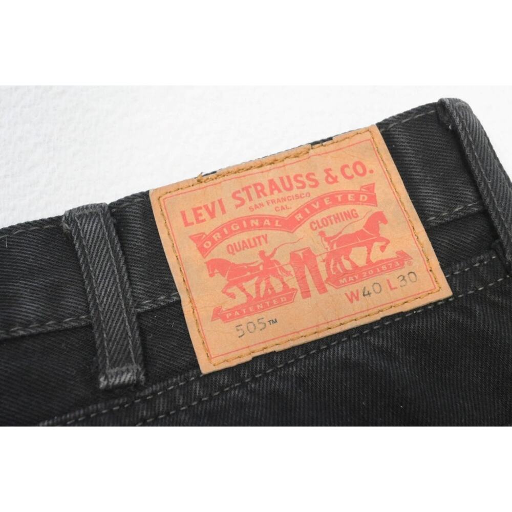 Levi's 505 Regular Fit Straight Rugged Black Denim Jeans Mens Size 40 x 30